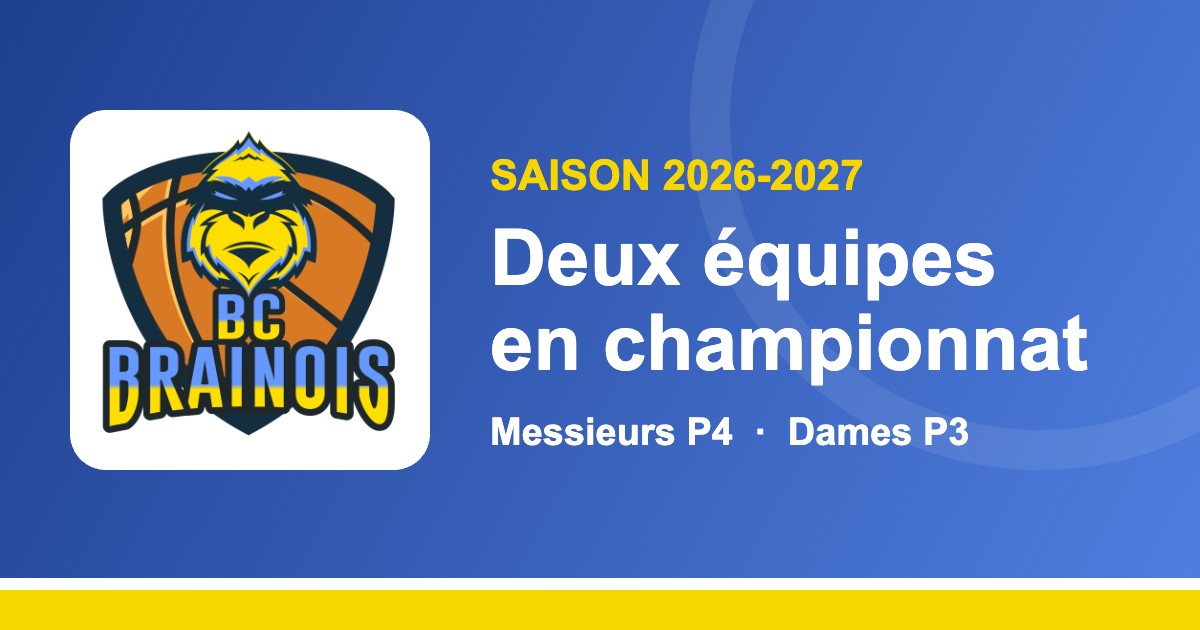 Saison 2026-2027 : le BC Brainois passe à deux équipes